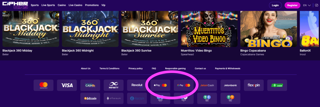 Cipherwin Google Pay Casino