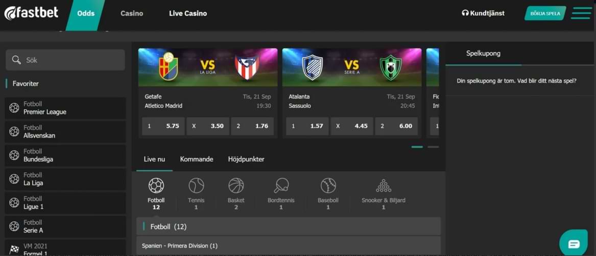 Ta del av Fastbets eminenta sportsbook