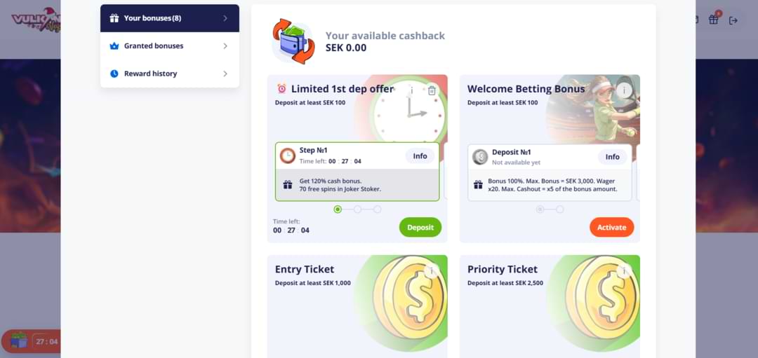 Bonusar hos Vulkan Vegas